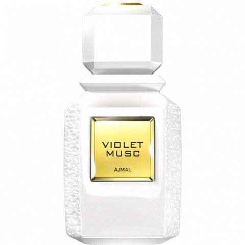 Ajmal Violet Musc EDP Eau De Parfum in purple packaging, 100 ml bottle with elegant design and floral accents.