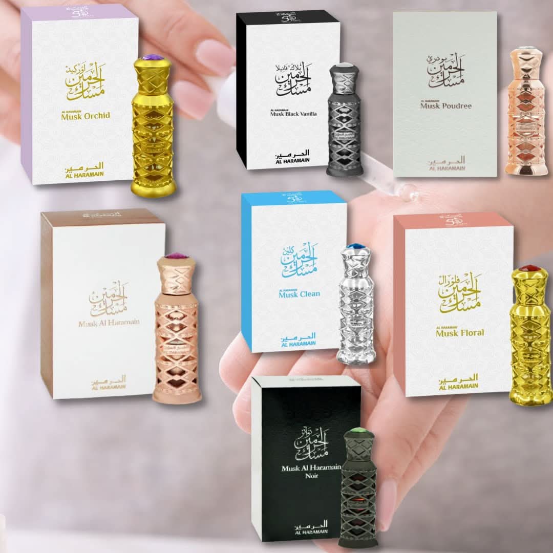 Al Haramain 7 Pieces Collection concentrated perfume oil set, 12ml bottles displayed together