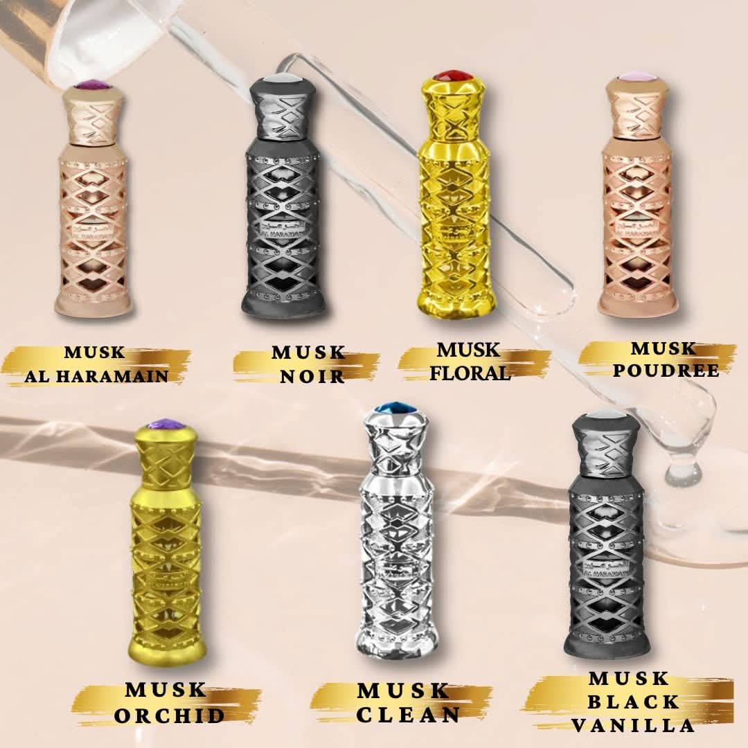 Al Haramain 7 Pieces Collection concentrated perfume oil set, seven 12ml bottles displayed together
