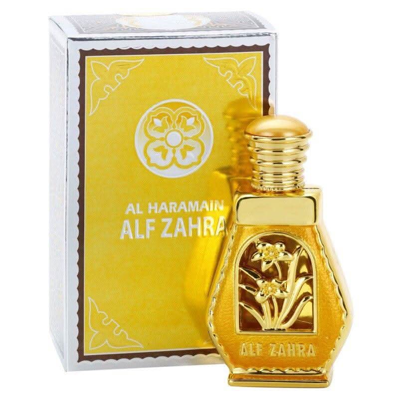 Al Haramain Alf Zahra concentrated perfume oil 15ml bottle and packaging for women