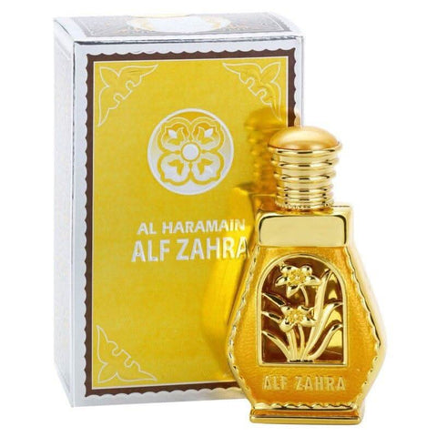 Al Haramain Alf Zahra concentrated perfume oil 15ml bottle and packaging for women