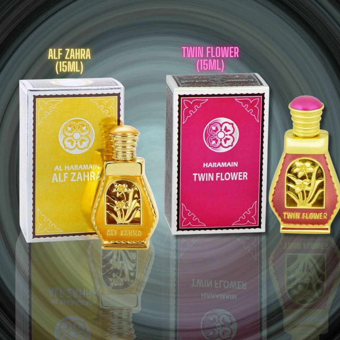Al Haramain Alf Zahra & Twin Flower concentrated perfume oil CPO 15ml bottle