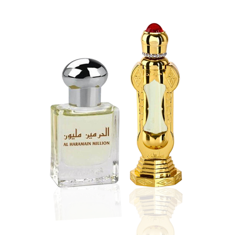 Al Haramain Million and Sultan concentrated perfume oil set, 15ml and 12ml bottles