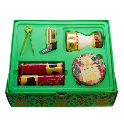 Al Haramain Oudh Maal Attar Travel Set with bakhoor gift set bottles and packaging