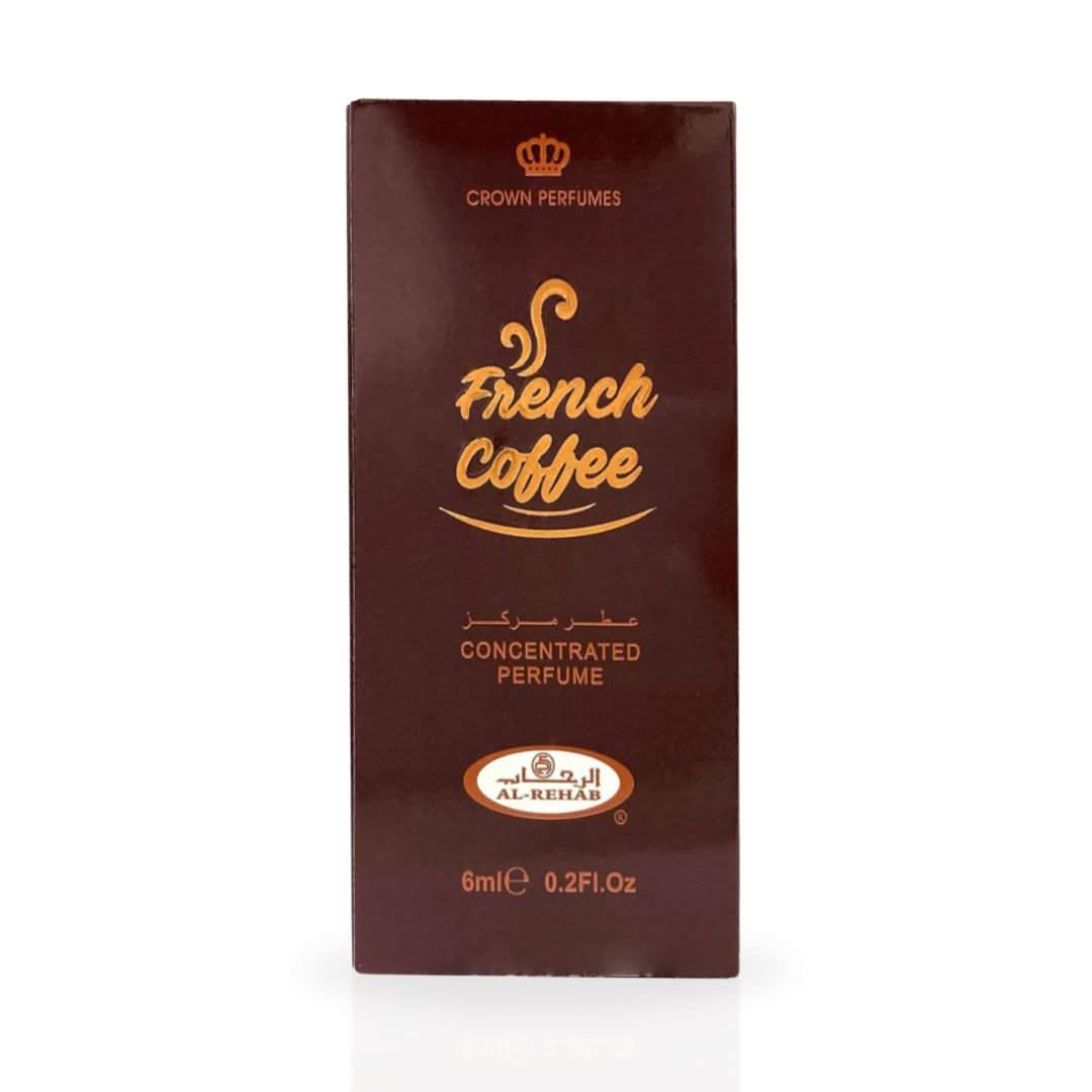 Al Rehab French Coffee concentrated perfume oil 6ml bottle and packaging
