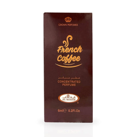 Al Rehab French Coffee concentrated perfume oil 6ml bottle and packaging