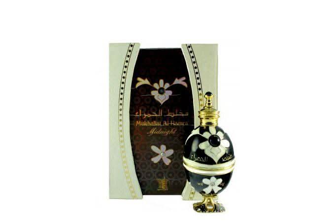 Arabian Oud Mukhallat Al Hamra Midnight perfume oil for women, 12ml CPO bottle with elegant packaging