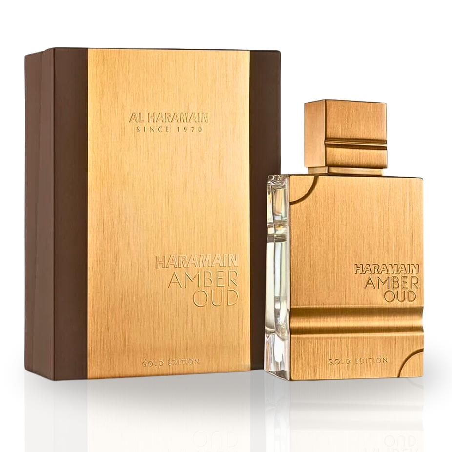 Al Haramain Amber Oud Gold Edition EDP perfume bundle with two 60ML sprays, featuring luxurious, long-lasting fragrances for men and women.