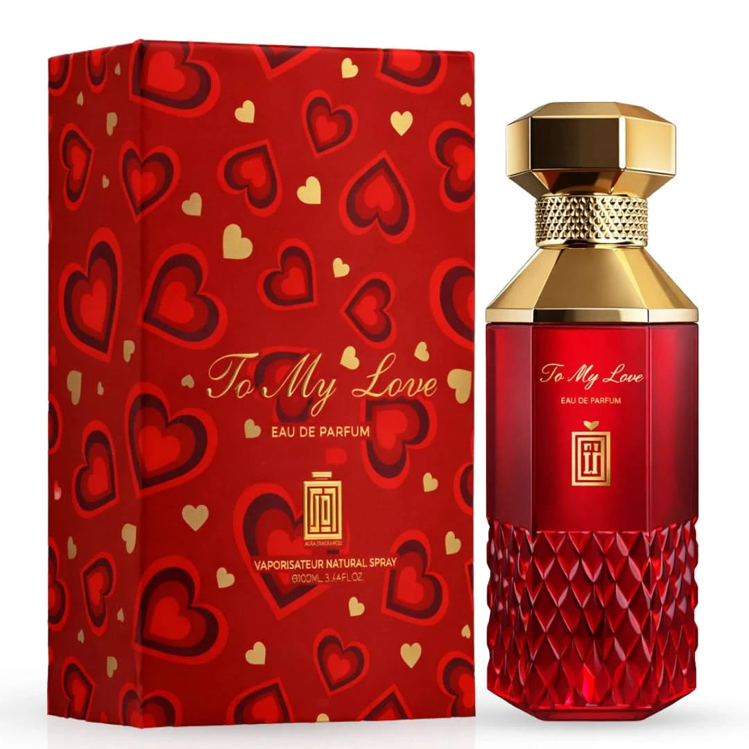 Aura Fragrances To My Love Eau De Parfum spray bottle, 100ml, with elegant packaging and floral design.