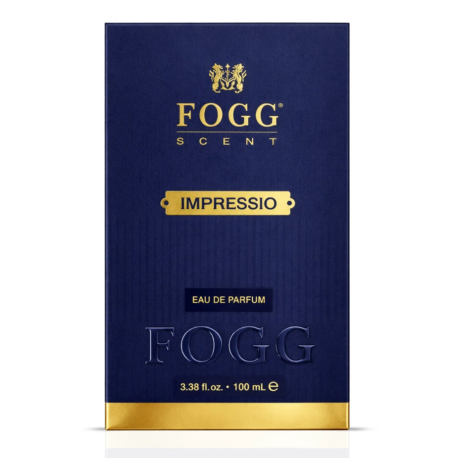 Fogg Impressio for Men Eau de Parfum spray 100ml, stylish bottle with modern design, suitable for everyday wear