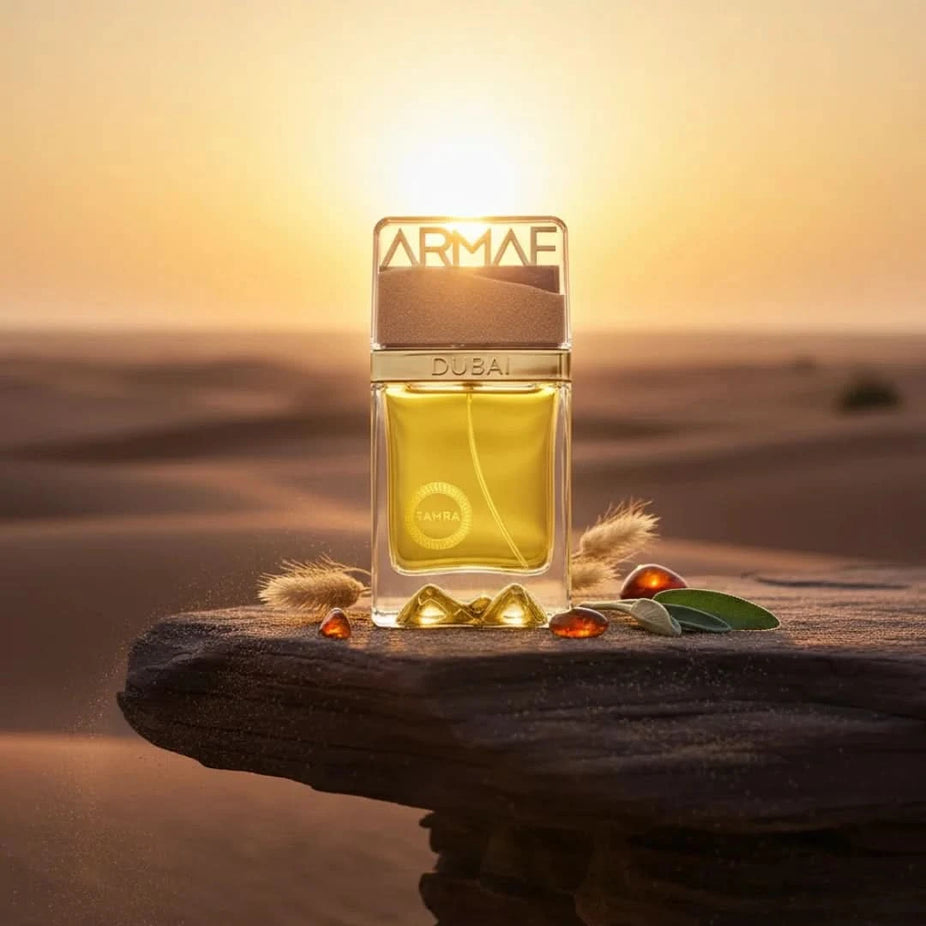 Armaf Dunescape Eau de Parfum spray bottle, 100ml, with elegant packaging and a sleek design.