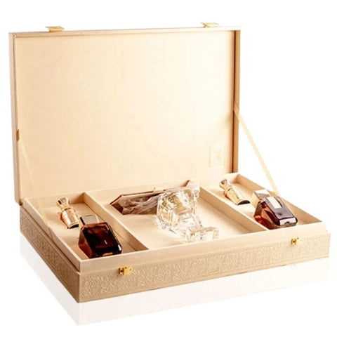 Al Arabiya Brown Collection 5-piece gift set by Arabian Oud featuring elegant fragrance bottles in a stylish box.