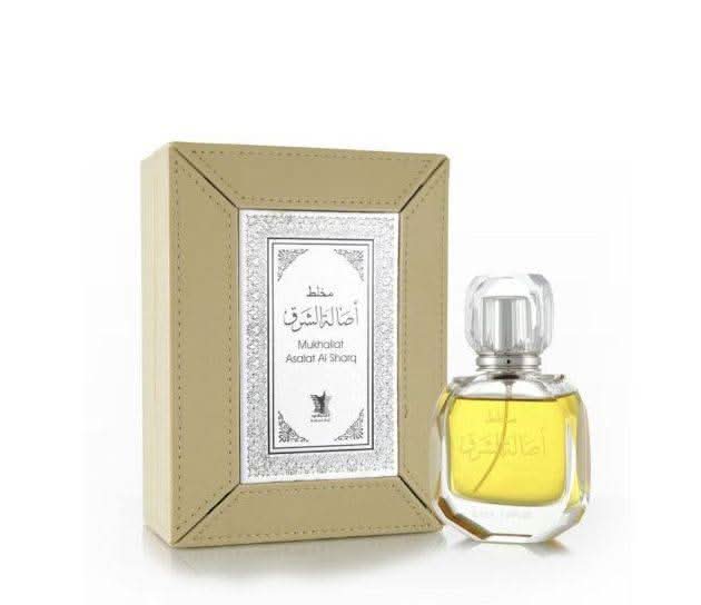 Al sharq perfume: Arabian Oud Asalat Al-Sharq Eau de Parfum 50 ml, bottle and packaging