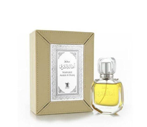 Al sharq perfume: Arabian Oud Asalat Al-Sharq Eau de Parfum 50 ml, bottle and packaging