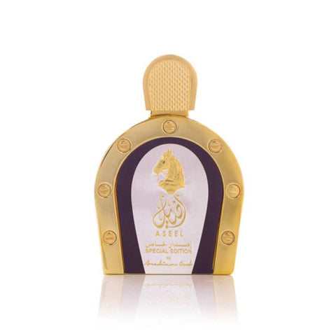 Arabian Oud Aseel Special Edition EDP bottle and packaging, 110ml, featuring elegant design and branding for Arabian Oud perfume.