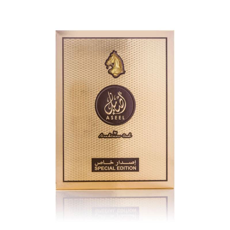 Aseel Arabian Oud Special Edition Eau de Parfum 110 ml – bottle with gold accents