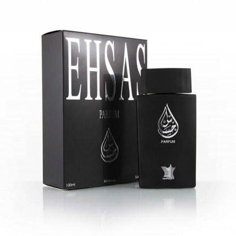 Arabian Oud Ehsas for Men Eau De Parfum 100ml bottle, featuring elegant packaging and dark glass design.