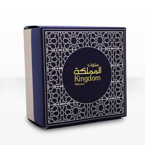 Arabian Oud Mabsoos Kingdom Bakhoor incense package with ornate design and branding, showcasing traditional Arabian Oud fragrance.