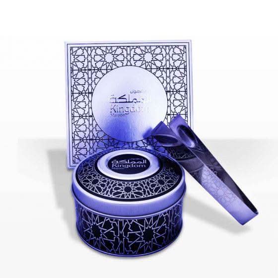 Arabian Oud Kingdom Ma'joon Bakhoor in a 75ml jar, traditional aromatic incense used for home fragrance and special occasions.