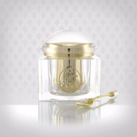 Arabian Oud Maajoun Al Shioukh Bakhoor 100g, traditional Arabian incense in a decorative container, used for home fragrance and rituals.