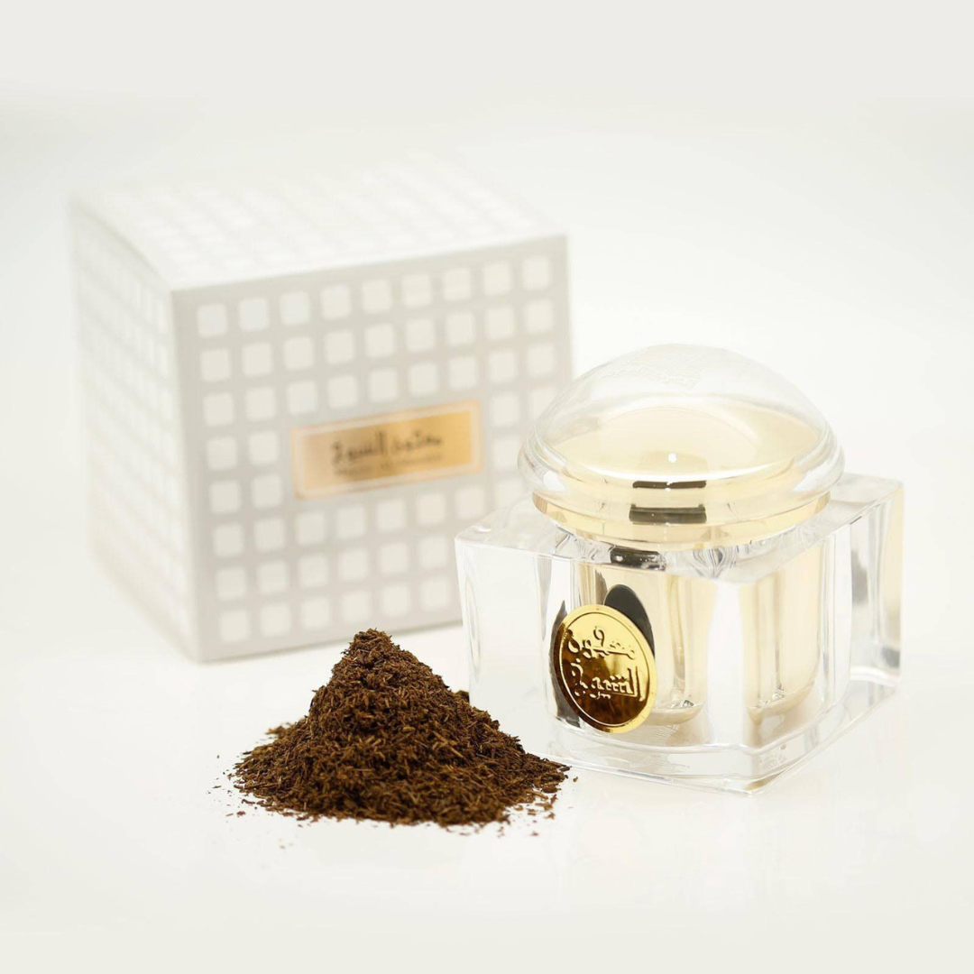 Arabian Oud Maajoun Al Shioukh Bakhoor 100g, fragrant traditional incense with floral and woody notes, in a decorative container