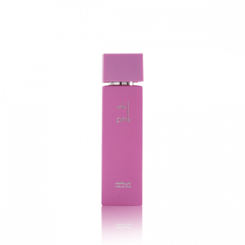 Arabian Oud Only Pink for Women EDP 100ml bottle with pink and silver design, front view of the floral fragrance packaging.