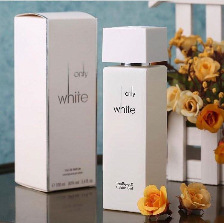 Arabian Oud Only White Eau De Parfum 100ml bottle with sleek white packaging and elegant design.