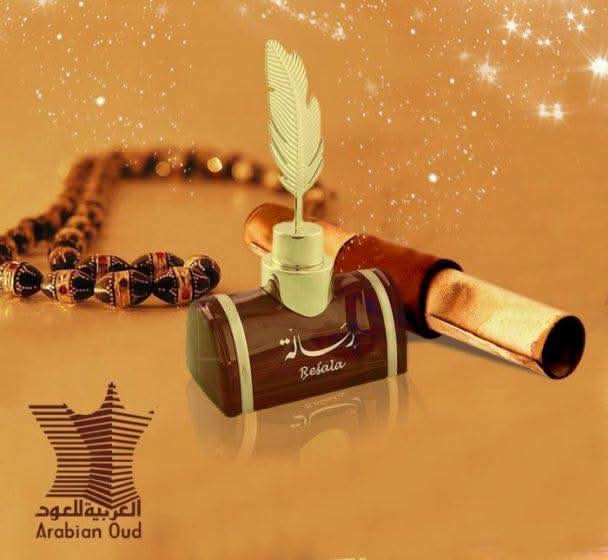 Arabian Oud Resala Eau De Parfum 100ml bottle with elegant design, showcasing the fragrance's sophisticated packaging.