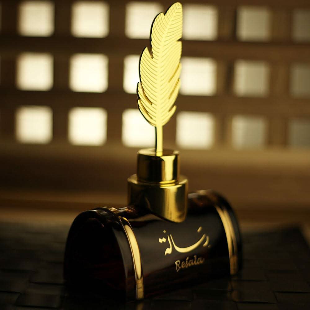 Arabian Oud Resala Eau De Parfum 100ml bottle with elegant packaging and fragrance details in the image.