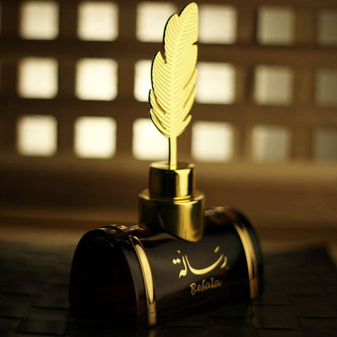 Arabian Oud Resala Eau De Parfum 100ml bottle with elegant packaging and fragrance details in the image.