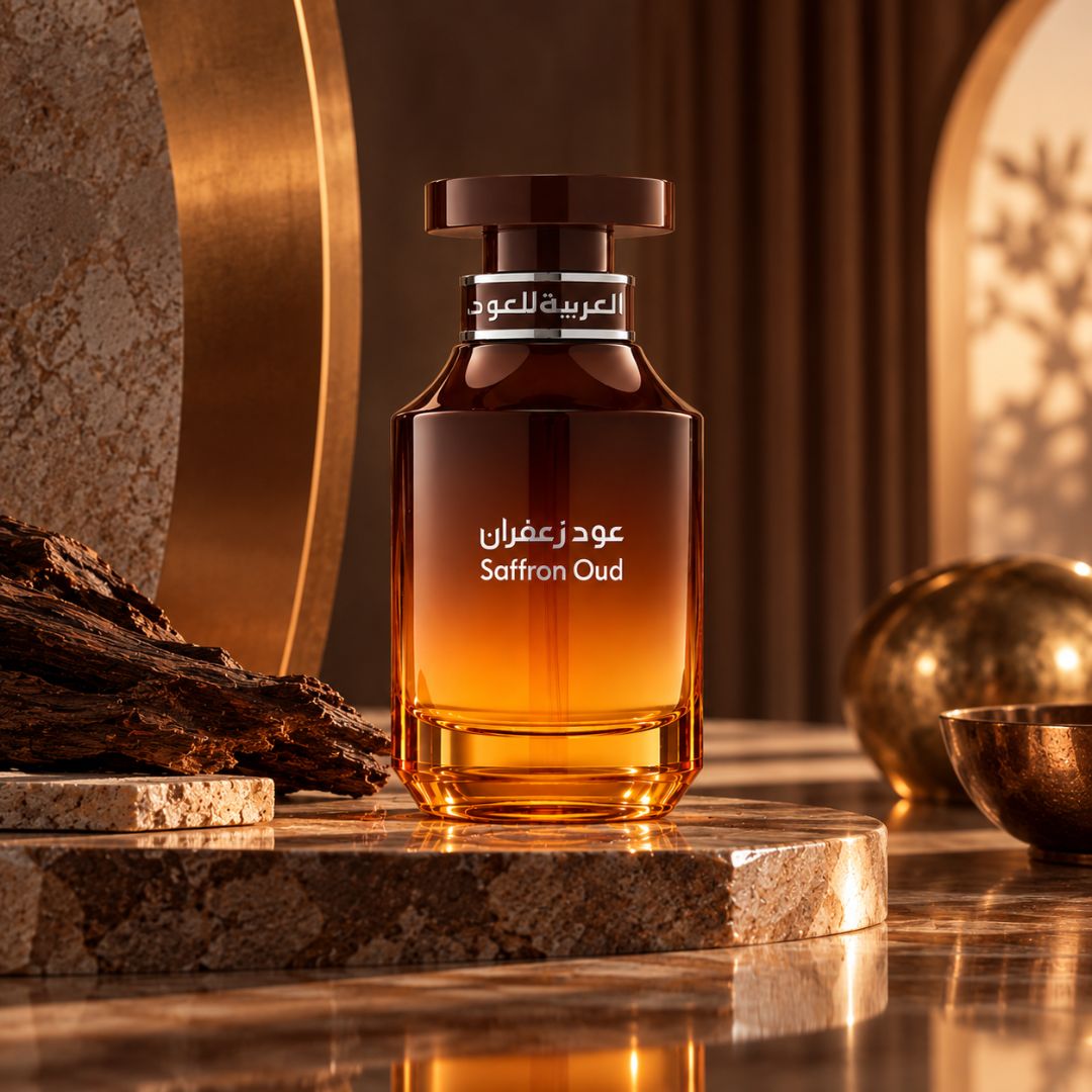 Arabian Oud Saffron Oud Eau de Parfum 100 ml bottle and packaging – image 6
