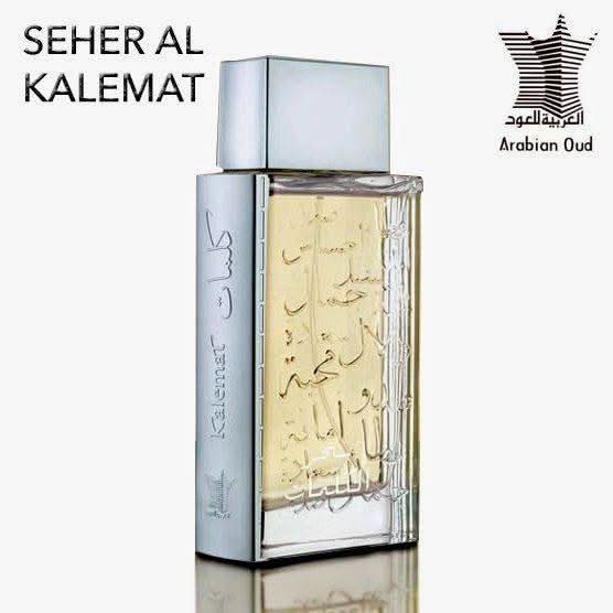 Sehr Al-Kalemat Eau De Parfum by Arabian Oud in a 100ml bottle, showcasing elegant packaging and the perfume bottle.