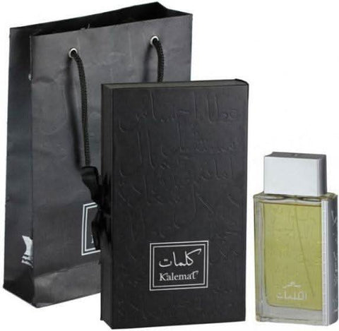 Sehr Al-Kalemat Eau De Parfum by Arabian Oud in 100ml bottle with gold accents, showcasing elegant fragrance packaging.