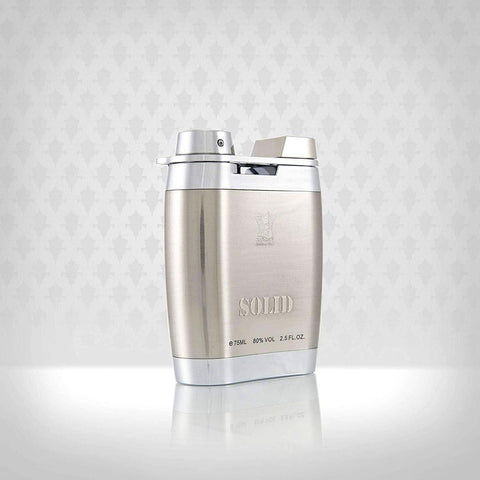 Arabian Oud Solid Eau De Parfum 75ml bottle, front view showing elegant packaging and sleek design.