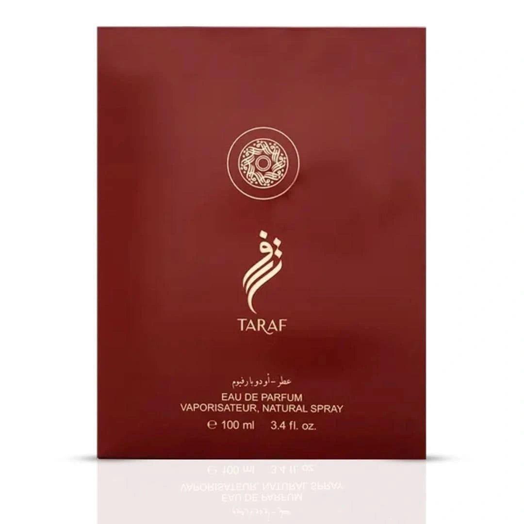 Arabian Oud Taraf Eau de Parfum Spray 100ml bottle with elegant packaging and floral fragrance design.