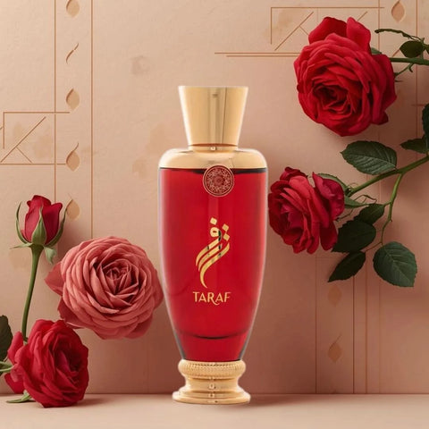 Arabian Oud Taraf Eau de Parfum spray 100ml bottle with elegant packaging and branding, showcasing the luxurious fragrance.