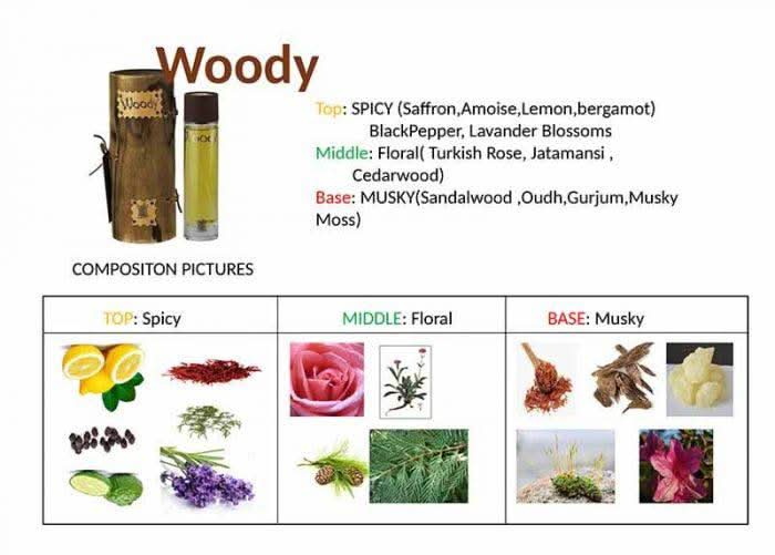 Arabian Oud Woody EDP Eau De Parfum 100ml bottle with a neutral background, showcasing the elegant fragrance packaging.