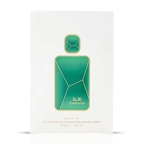 Arabian Oud Zumorod Eau de Parfum spray 100ml bottle with elegant packaging, showcasing the Arabian Oud brand and product design.