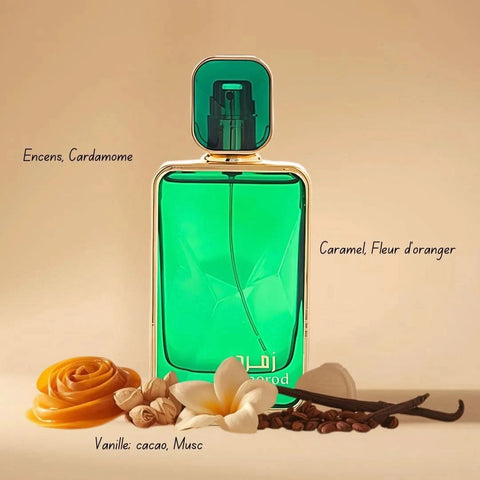 Arabian Oud Zumorod Eau de Parfum Spray 100ml, elegant fragrance bottle with ornate design and clear label.