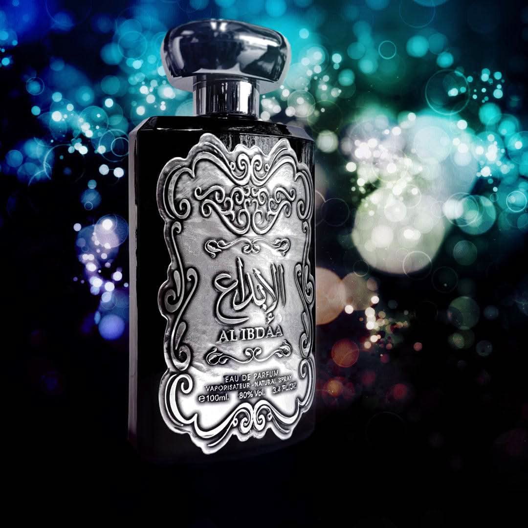 Al Ibdaa Silver EDP for Men by Ard Al Zaafaran, 100mL bottle with elegant cap, showcasing the perfume's sleek design.