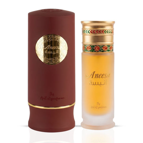 Aneesa Eau de Parfum Spray by Ard Al Zaafaran in 100ml bottle with packaging, showcasing elegant perfume design and branding.