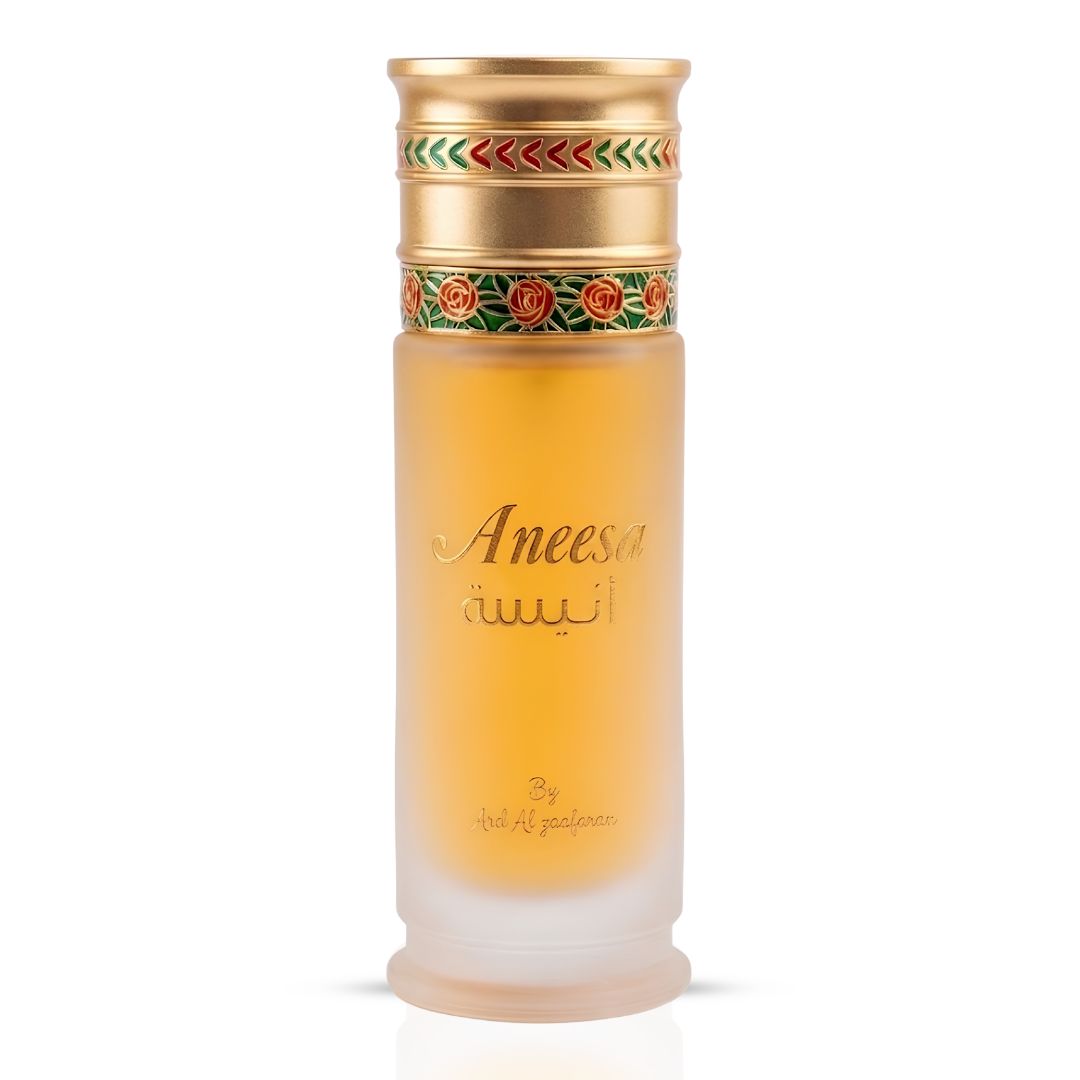 Aneesa Eau de Parfum Spray by Ard Al Zaafaran, 100ml bottle, elegant glass with floral and oriental fragrance notes.