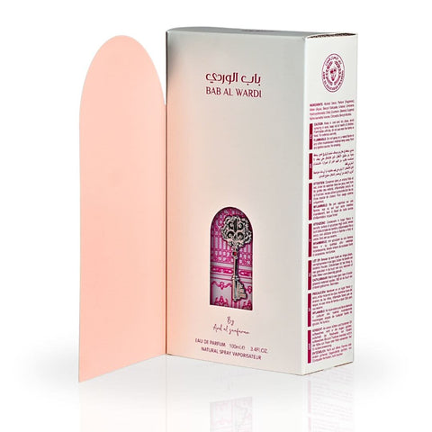Ard Al Zaafaran Bab Al Wardi Eau de Parfum spray 100ml bottle with elegant packaging and floral design.
