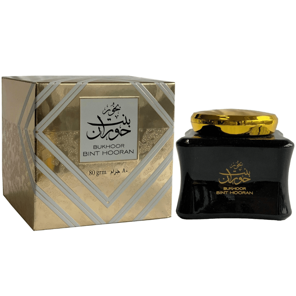 Ard Al Zaafaran Bakhoor Bint Hooran in 80g package, fragrant traditional incense with floral and woody notes, lush aroma.
