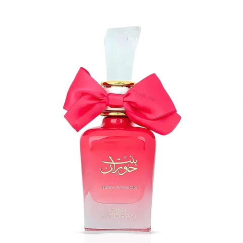 Bint Hooran Rose Passion Eau de Parfum spray by Ard Al Zaafaran, 100ml bottle with floral rose scent, elegant packaging.
