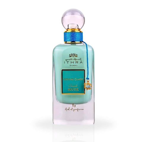 Ard Al Zaafaran Cotton Candy Eau de Parfum spray 100ml bottle with box, featuring a sleek design and soft pastel colors.