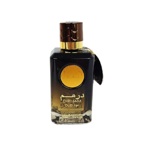 Ard Al Zaafaran Dirham Oud EDP unisex perfume bottle, 100mL, with elegant packaging and traditional design.