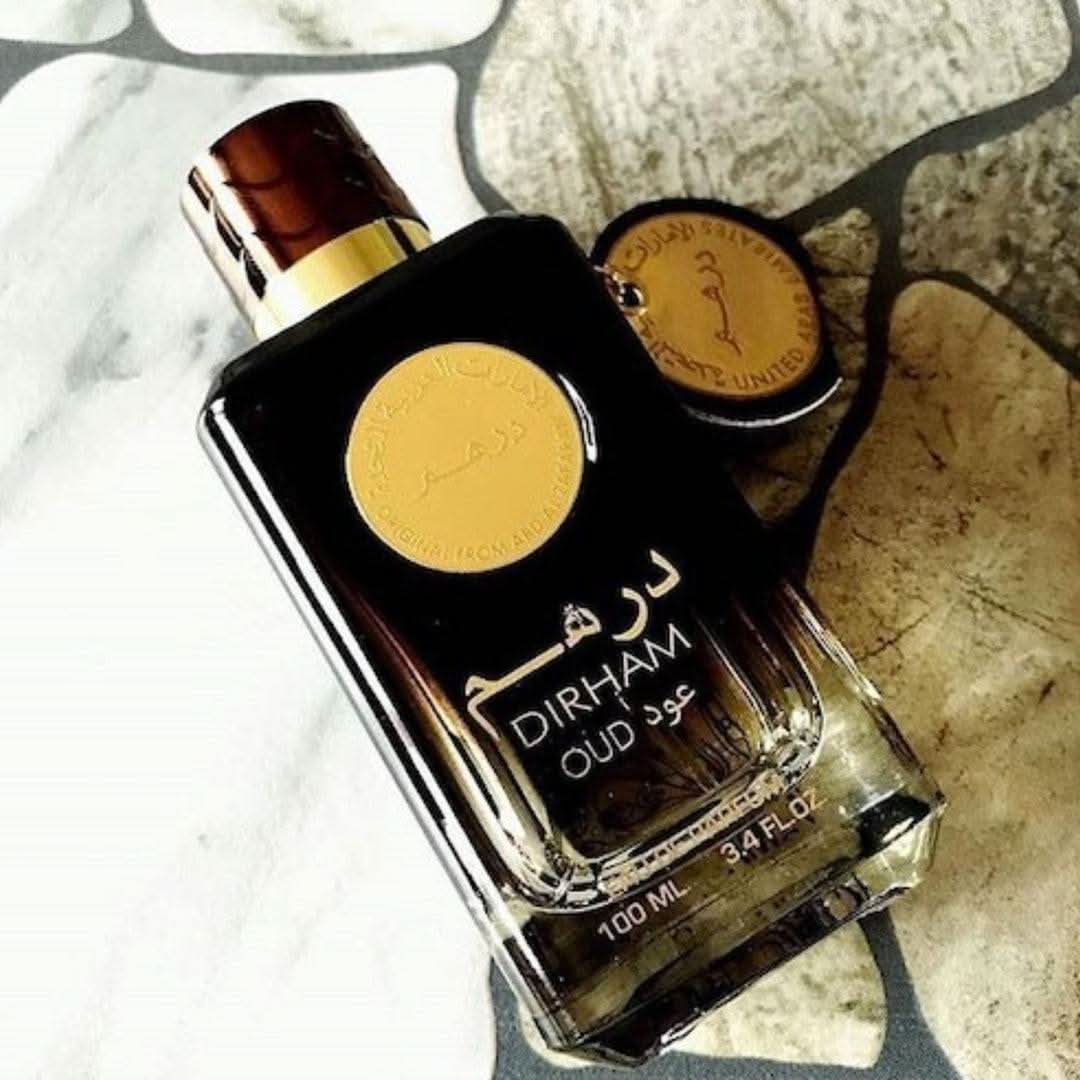 Ard Al Zaafaran Dirham Oud EDP unisex perfume bottle, 100ml, with elegant design and classic fragrance appearance