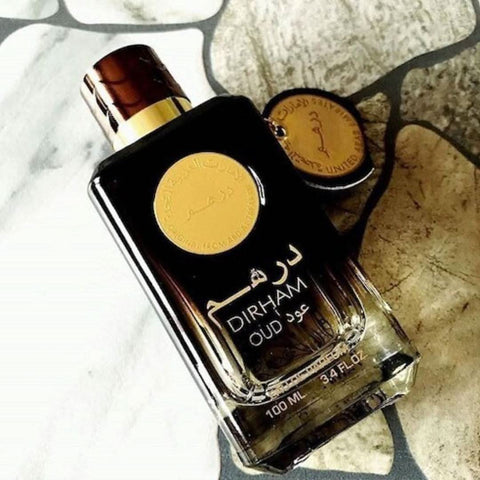 Ard Al Zaafaran Dirham Oud EDP unisex perfume bottle, 100ml, with elegant design and classic fragrance appearance