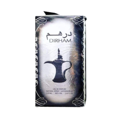 Ard Al Zaafaran Dirham EDP 100mL unisex perfume bottle with elegant design and sweet fragrance, showcasing the Eau De Parfum.